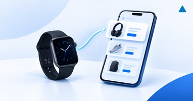 Smartwatch deportivo junto a un celular que muestra un historial de productos vistos, que ilustra el caso de éxito de Garmin Argentina con TITANPush.